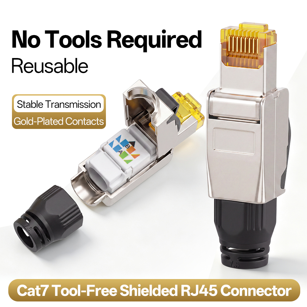 Rj45 Jack - RJ45-Stecker Cat7 Werkzeuglos Montierbar Abgeschirmter Zinklegierungs-Stecker