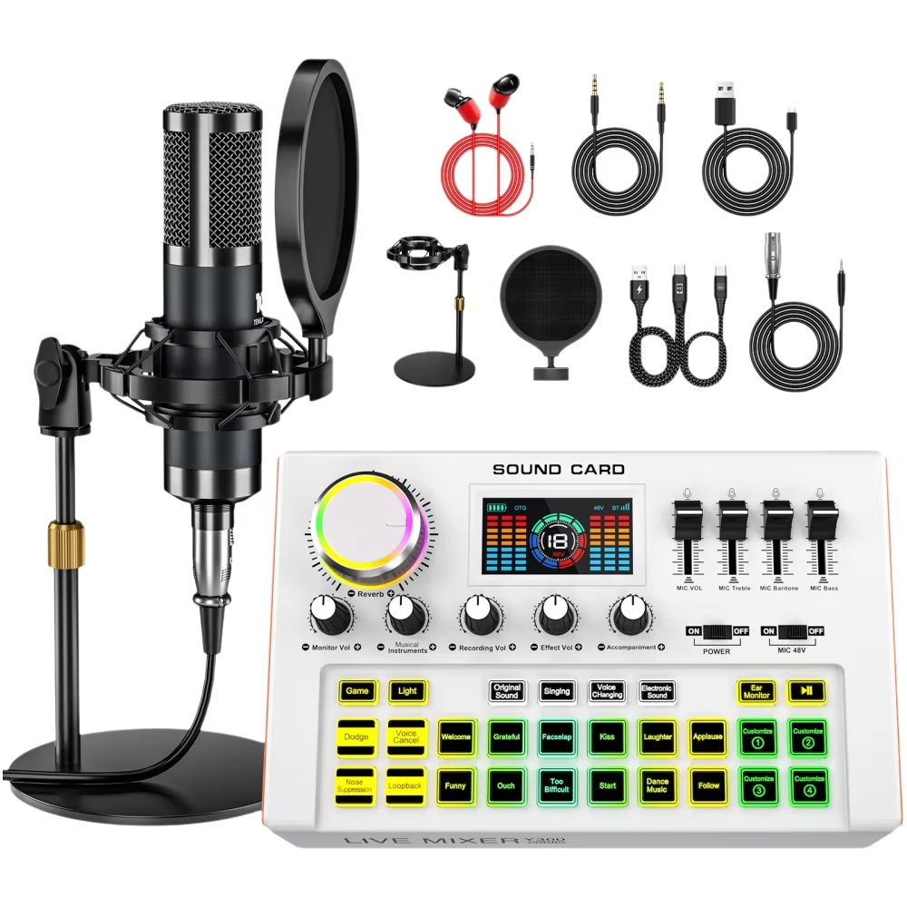 Condenser Microphone Kit - Tenlamp Podcast-Ausrüstungspaket für 4 Personen, professionelles