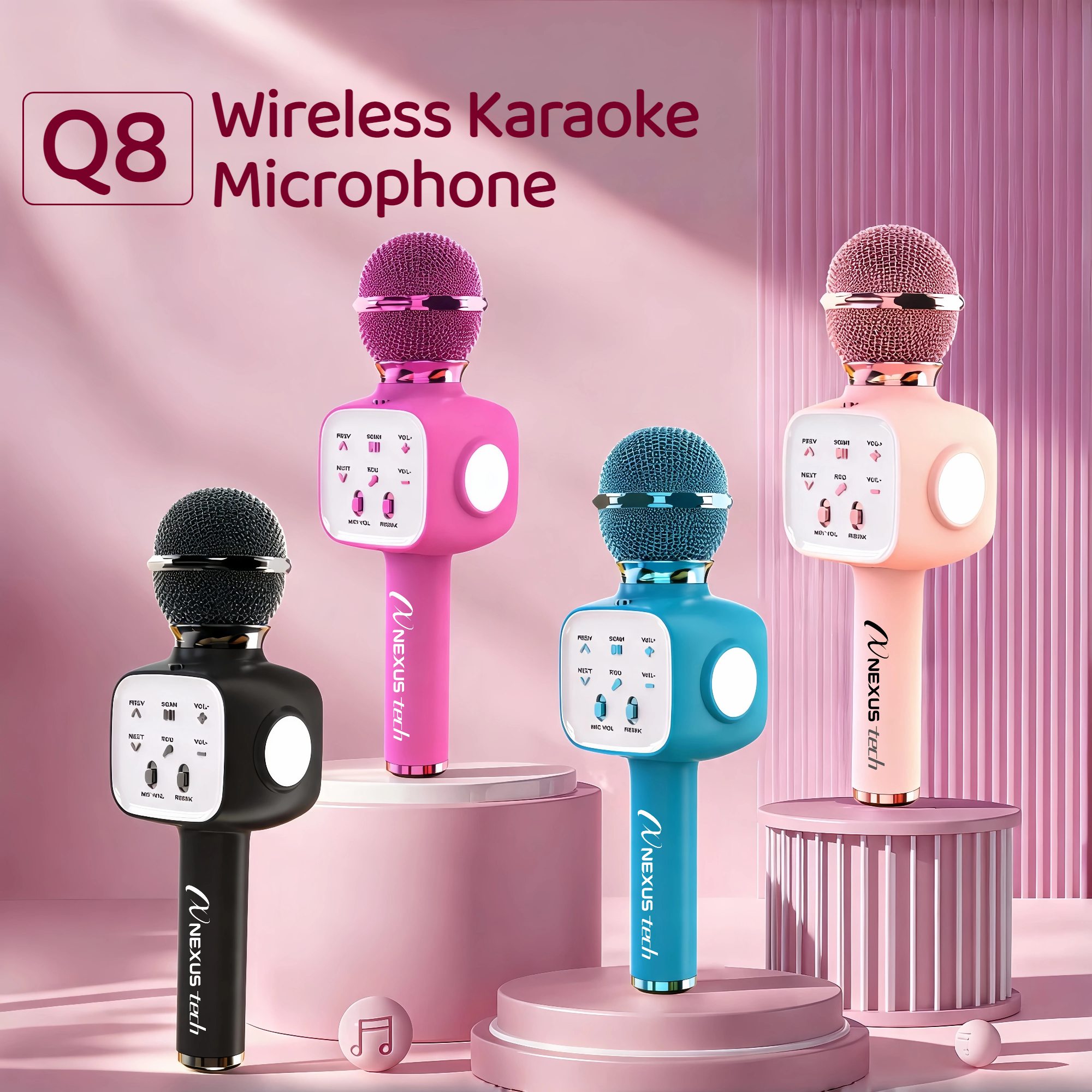 Condenser Microphone Kit - Kabelloses Bluetooth 5.2 Karaoke-Mikrofon, tragbarer Lautsprecher,