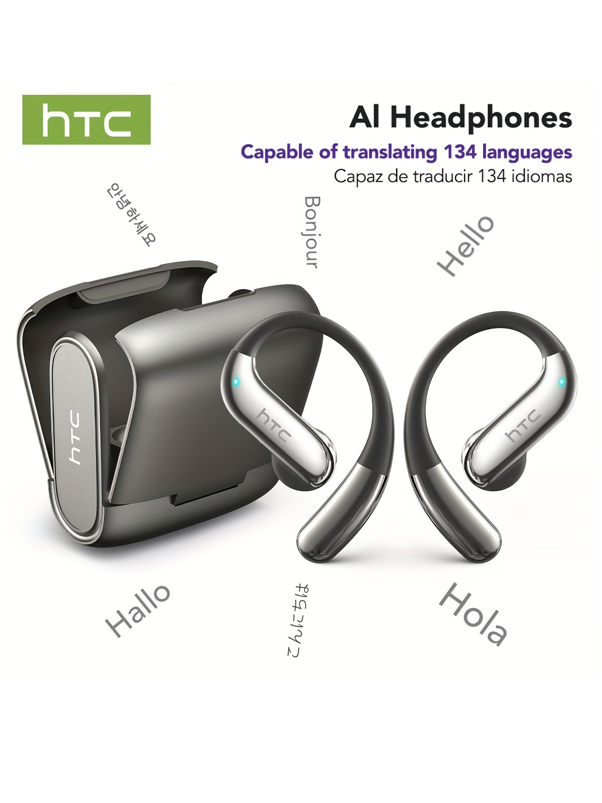 Woofer - Open-Ear-Bluetooth-Kopfhörer, HTC 30-Stunden-Wiedergabe, kabellose Ohrhörer, Ohrhörer