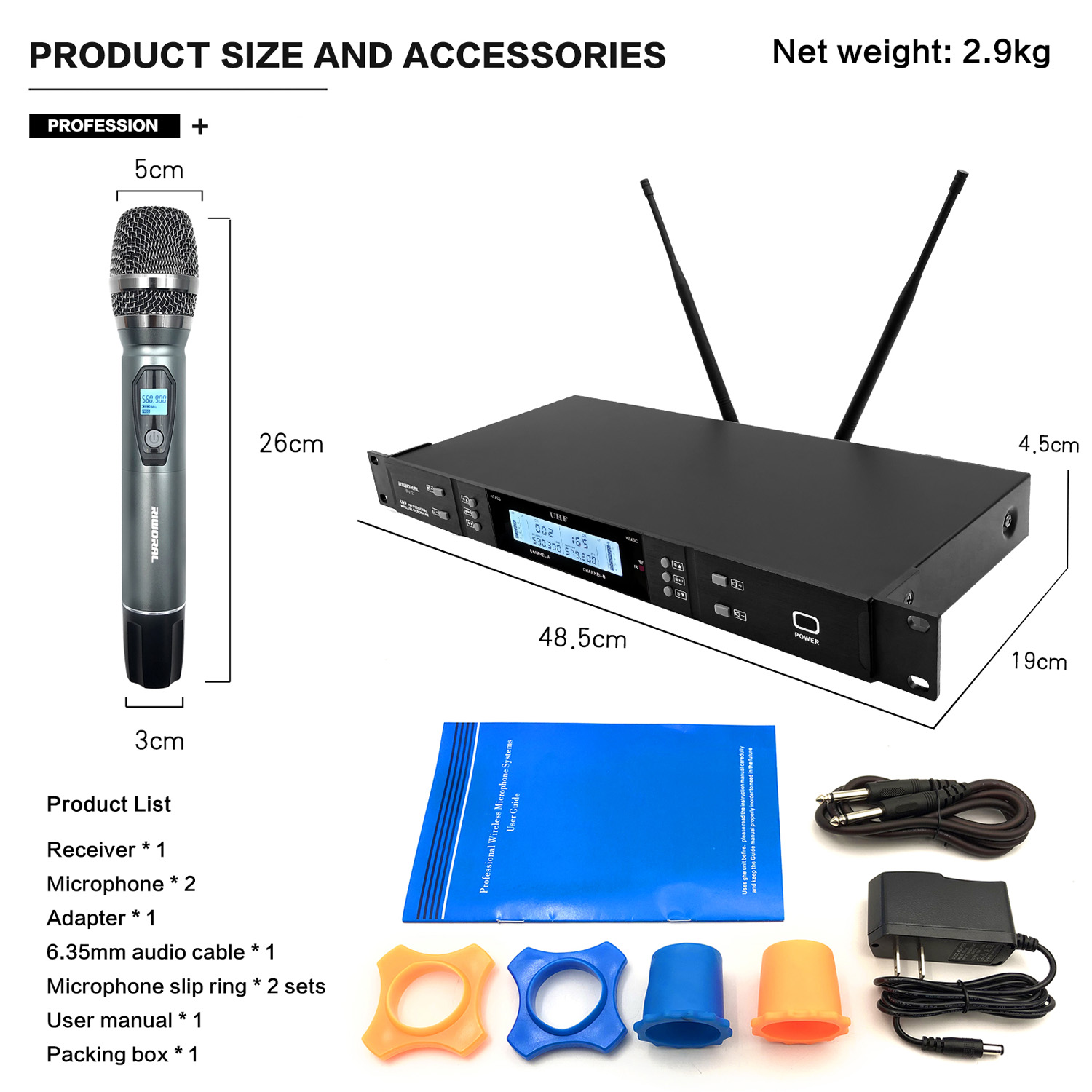 Condenser Microphone Kit - 2026 RV-2 Professionelles FM-Wireless-Karaoke-Mikrofon für Performance-Party-Gesang